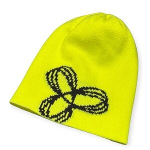 Aritzia TNA Knit Beanie Toque Neon Yellow Purple Logo Winter Gear Streetwear Fun